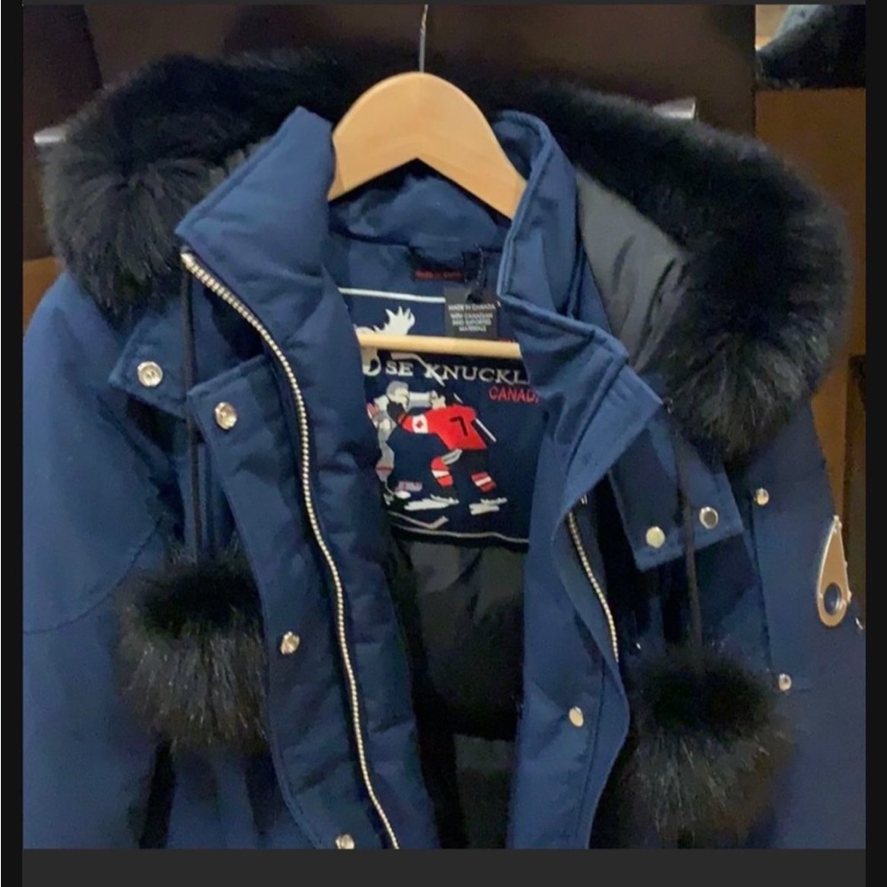 Moose Knuckles Navy Jacket with Black Accents